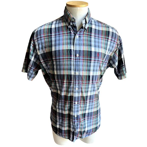 Ralph Lauren Blake plaid short sleeve buttondown shirt size M - Picture 1 of 4